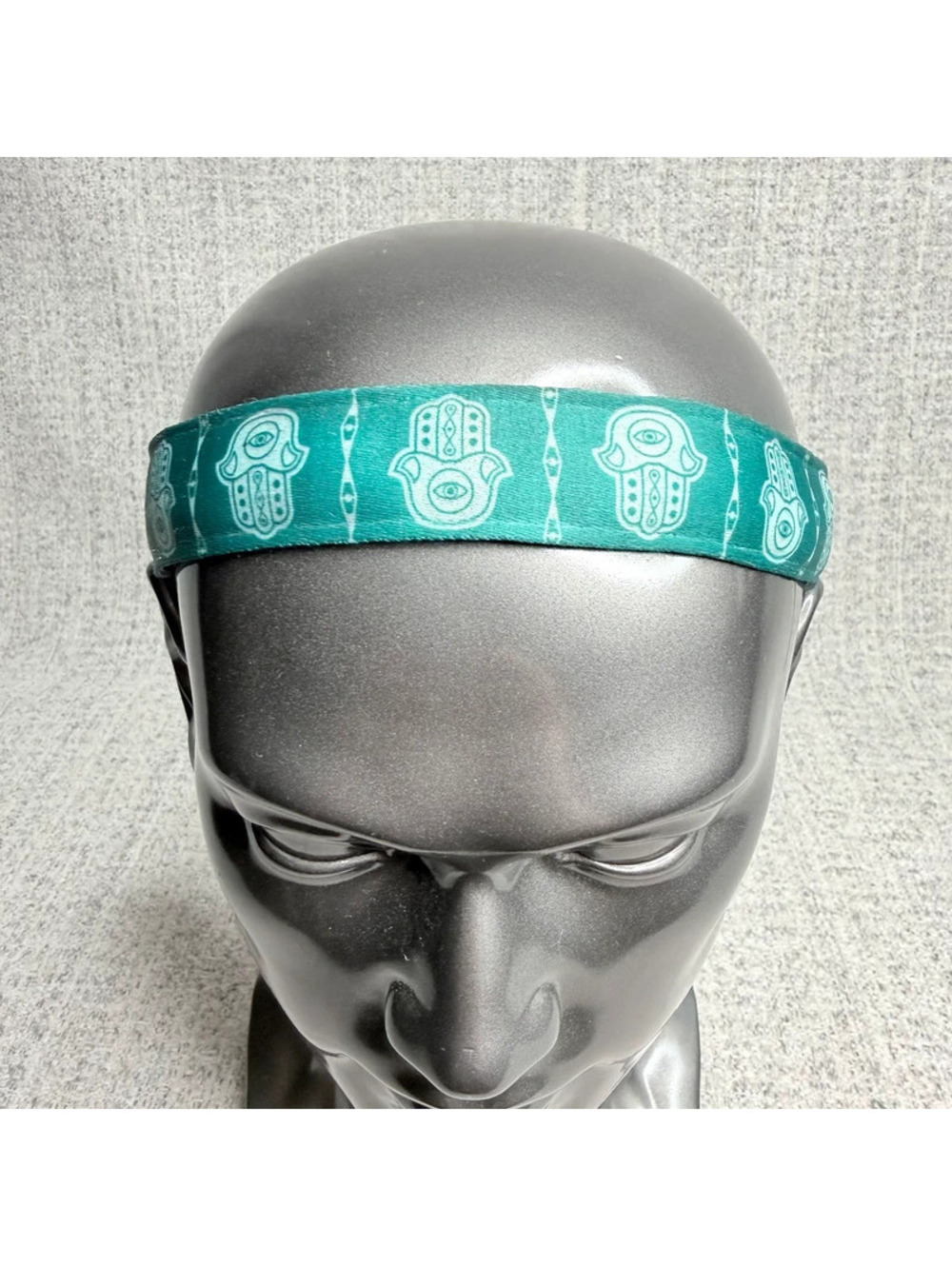 Sweaty Bands Hamsa Hand Teal Velvet Lined Non Slip Yoga Pilates Workout Headband